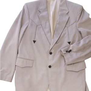 Vintage Brad Whitney Western Blazer Jacket Gray Suede Look Mens M USA